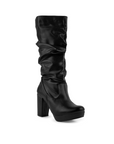 Bota Negro Larga Mujer Tacon Alto Punta Redonda Moda Elegante 3201379
