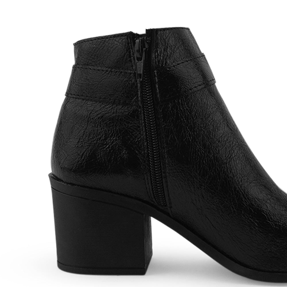 Bota Negro Hebilla Moderno Tacon Ancho Moda Punta Fina 3201381