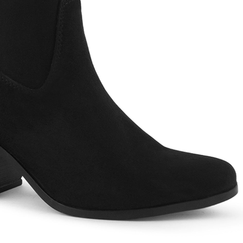 Bota Negro Vaquera Tacon Grueso Moderna Casual Comoda 3201382