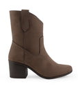 Bota Cafe Vaquera Tacon Grueso Moderna Casual Comoda 3201383