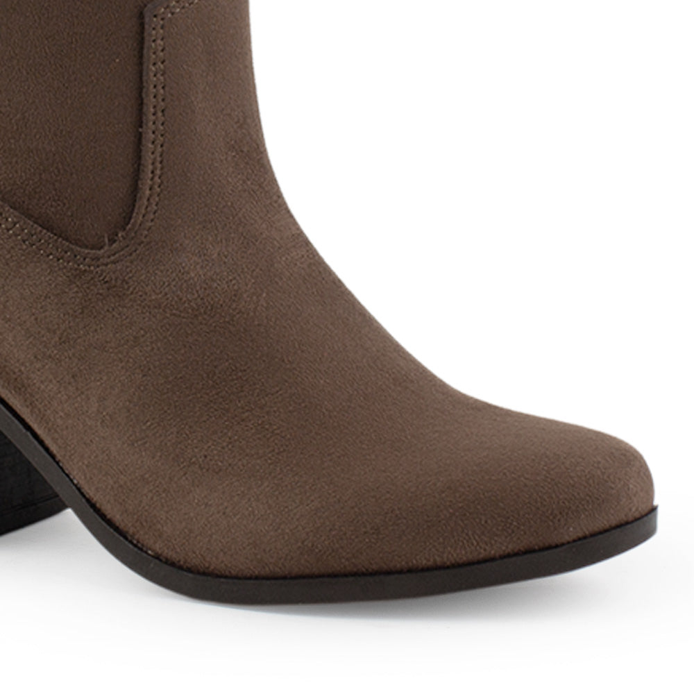 Bota Cafe Vaquera Tacon Grueso Moderna Casual Comoda 3201383