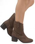 Bota Cafe Vaquera Tacon Grueso Moderna Casual Comoda 3201383