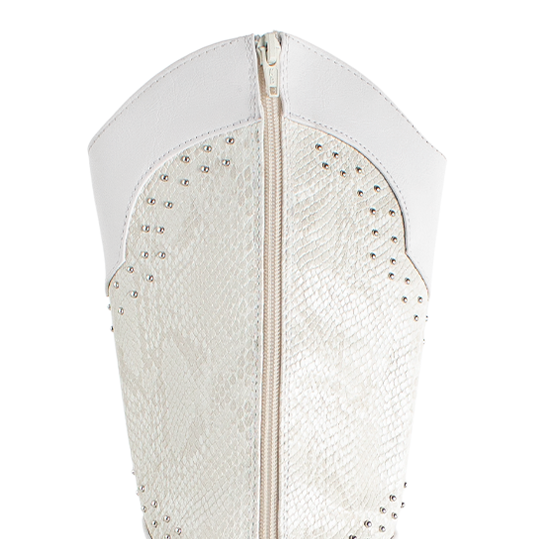 Bota Beige Mujer Casual Vaquera Estoperoles Moda Tacon Ancho 3201384