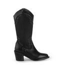 Bota Negro Mujer Casual Vaquera Estoperoles Moda Tacon Ancho 3201385