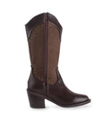 Bota Cafe Mujer Casual Vaquera Estoperoles Moda Tacon Ancho 3201390
