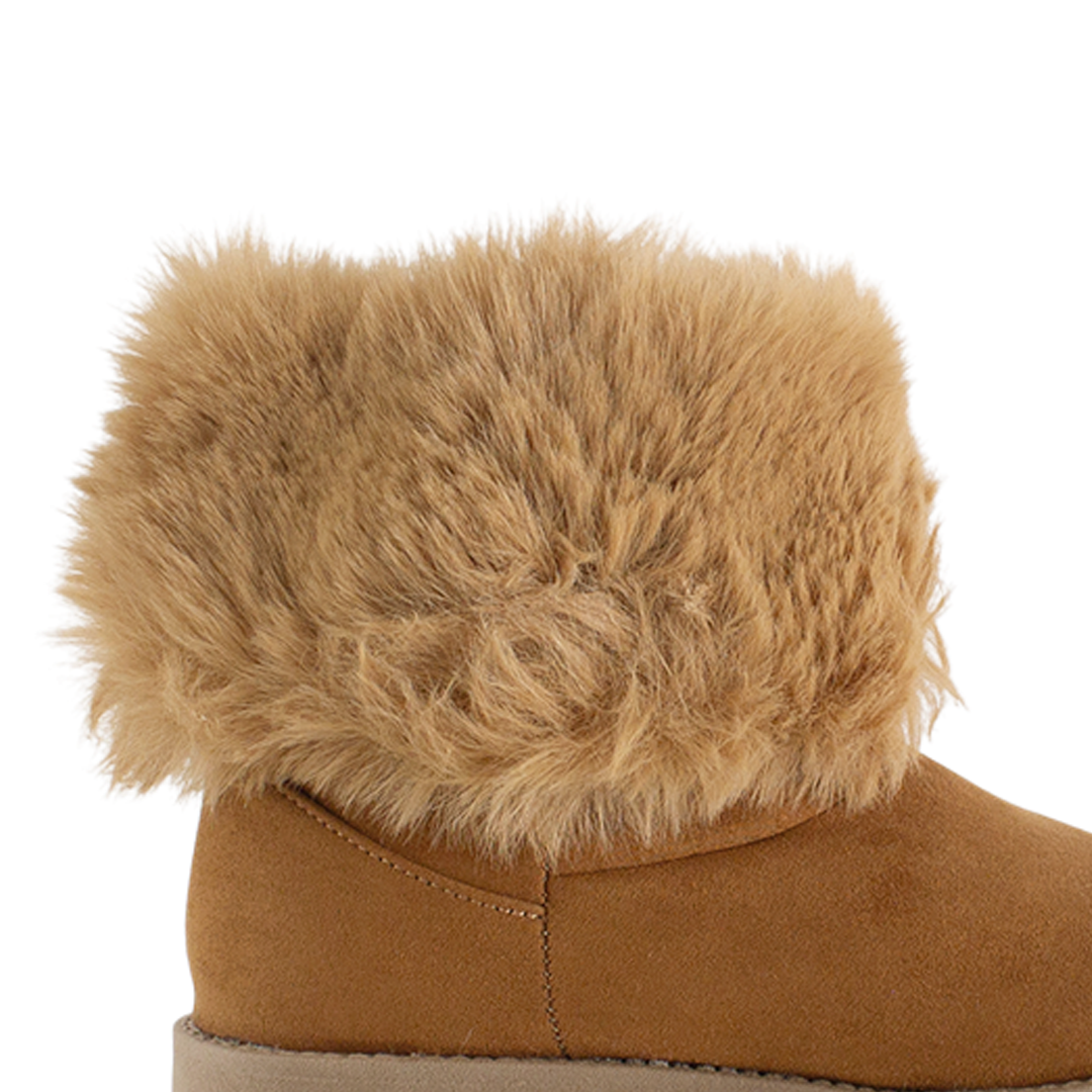 Botín Cafe Mujer Afelpado Peluche Piso Cómodo Invierno Moda 3201391