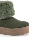 Botín Verde Mujer Afelpado Peluche Piso Cómodo Invierno Moda 3201392