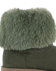 Botín Verde Mujer Afelpado Peluche Piso Cómodo Invierno Moda 3201392