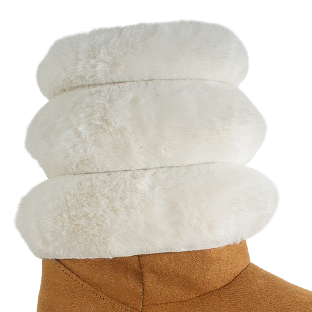 Botas Cafe Mujer Casual Polar Invierno Comodo Moda 3201395