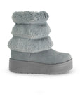 Botas Gris Mujer Casual Polar Invierno Comodo Moda 3201399