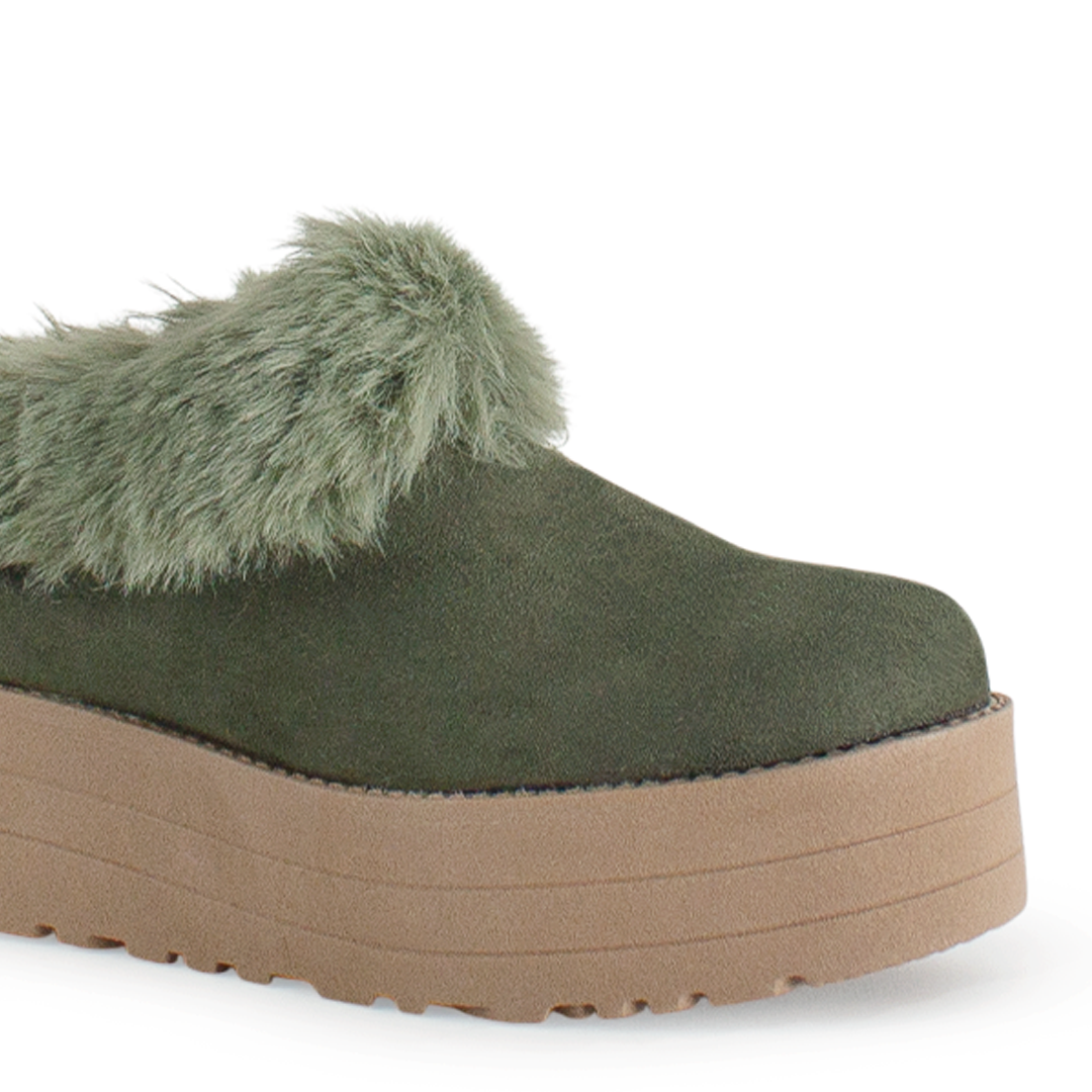 Botas Verde Cortas Mujer Invernal Peluche Comodo Tendencia 3201403