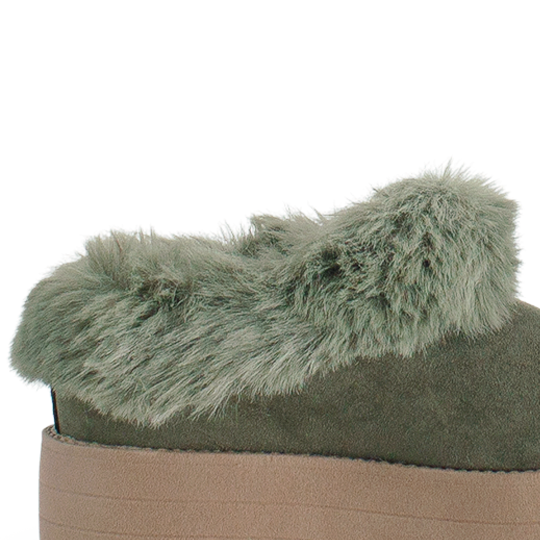 Botas Verde Cortas Mujer Invernal Peluche Comodo Tendencia 3201403