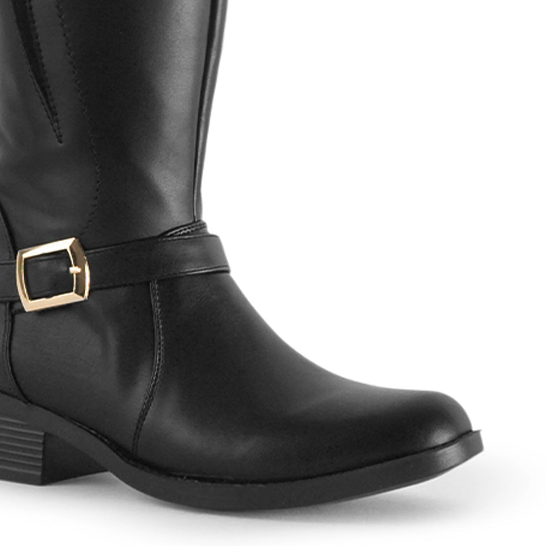 Botas Negro Mujer Casual Estilo Campera Tacón Bajo Hebillas Moda 3201409