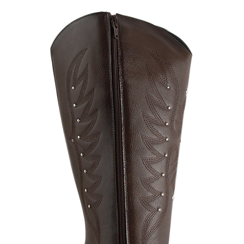 Botas Cafe Dama Estilo Vaquera Bordada Estoperoles Casual 3201411