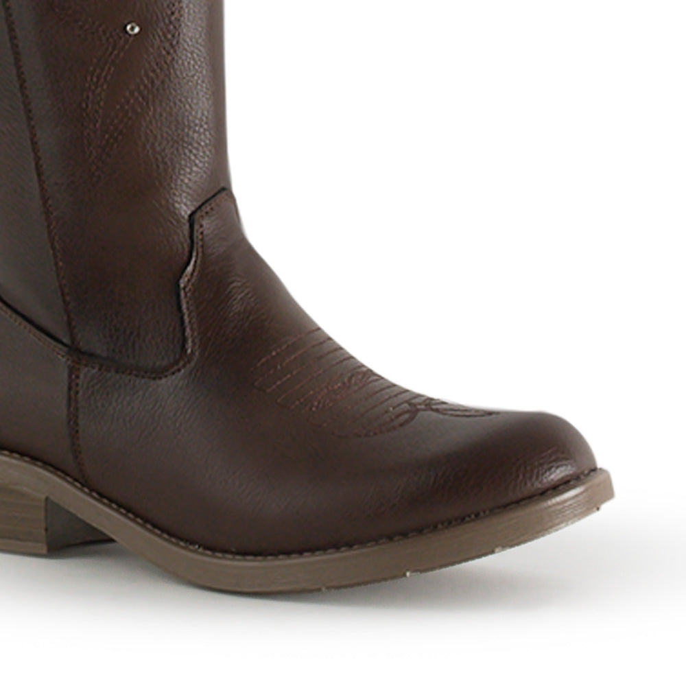 Botas Cafe Dama Estilo Vaquera Bordada Estoperoles Casual 3201411