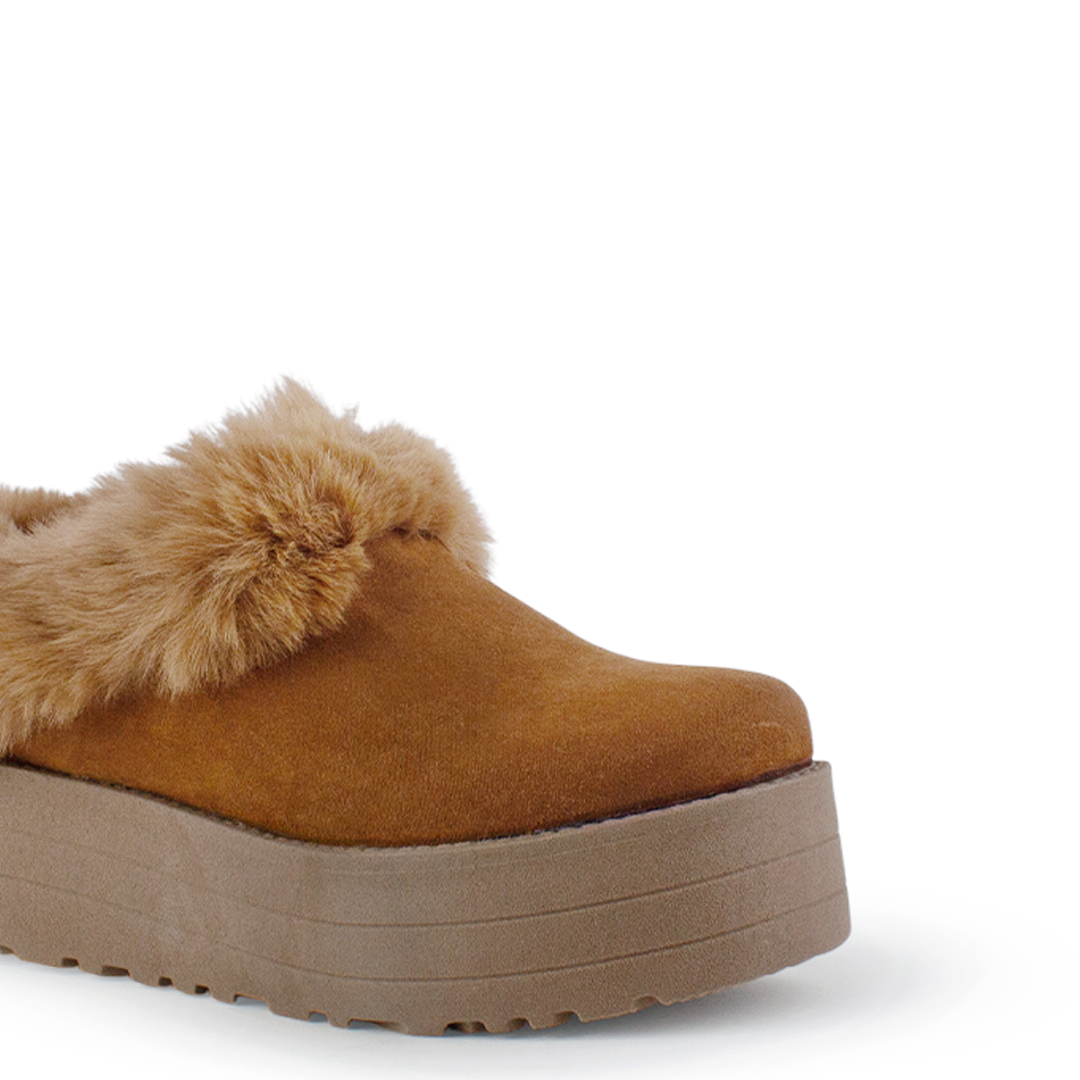 Botas Cafe Cortas Mujer Invernal Peluche Comodo Tendencia 3201412