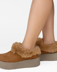 Botas Cafe Cortas Mujer Invernal Peluche Comodo Tendencia 3201412