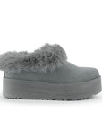 Botas Gris Cortas Mujer Invernal Peluche Comodo Tendencia 3201413