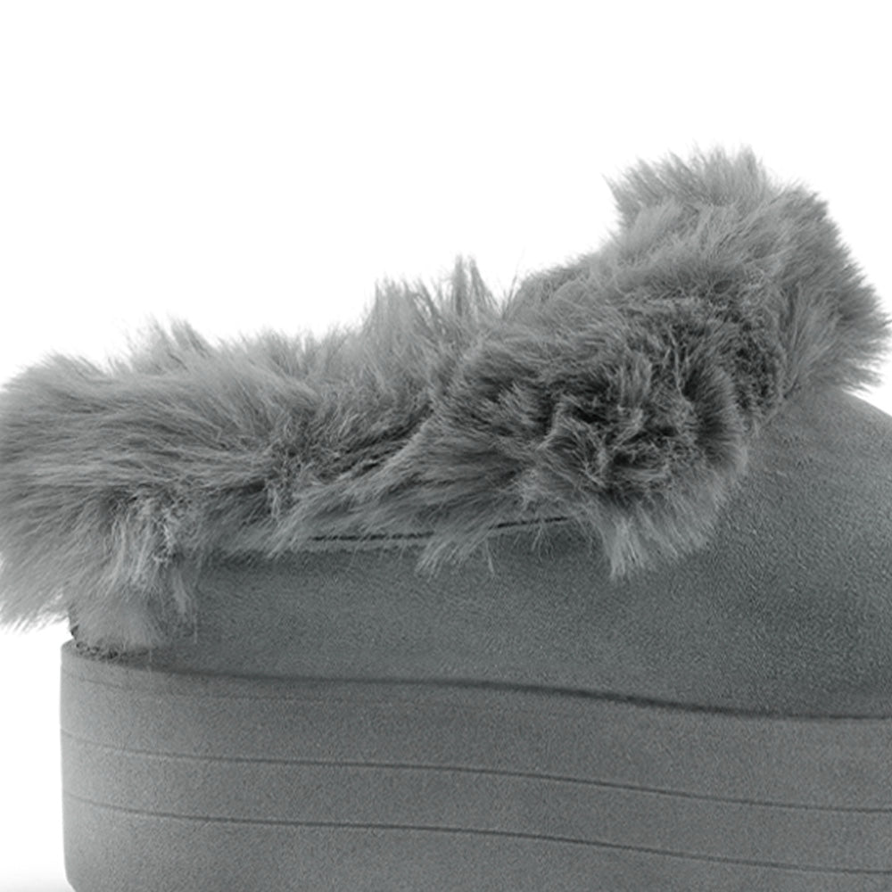 Botas Gris Cortas Mujer Invernal Peluche Comodo Tendencia 3201413