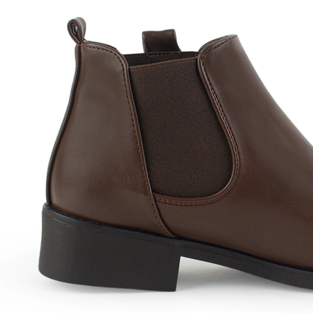 Bota Cafe Mujer Casual Resorte Elegante Tacon Bajo Botin Dama 4010043