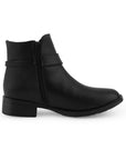Botin Negro Mujer Tacon Bajo Detalle De Hebilla Moda Elegante 2640106