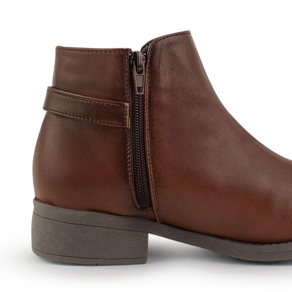 Bota Cafe Botin Mujer Estilo Casual Elegante Hebilla Moda 2640107