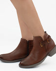 Bota Cafe Botin Mujer Estilo Casual Elegante Hebilla Moda 2640107