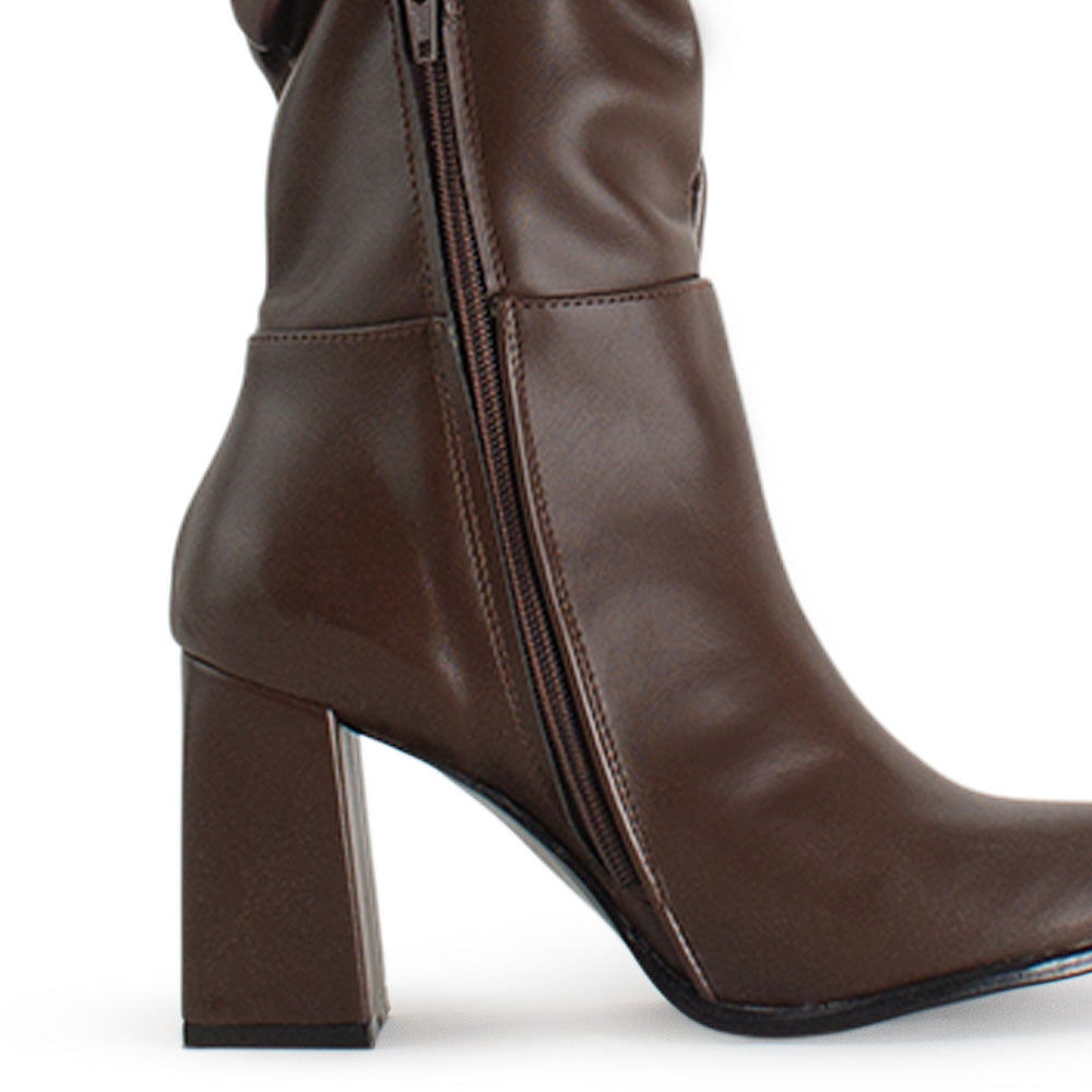 Botas Cafe Moda Mujer Comodas Elegantes Tacon Alto Moda 4340145