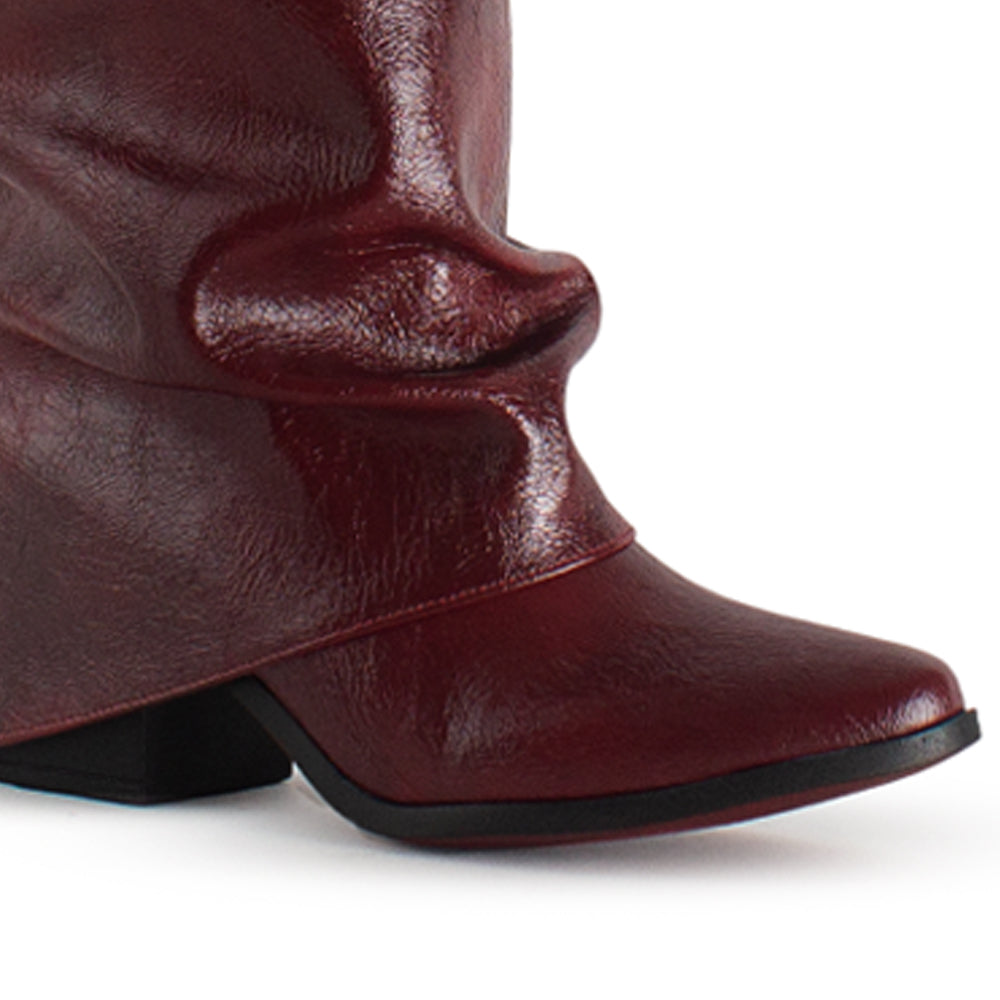 Bota Vino Mujer Alta Vaquera Estilo Bohemio Tacon Bajo Casual 4340146