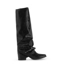 Bota Negro Mujer Alta Vaquera Estilo Bohemio Tacon Bajo Casual 4340147