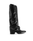 Bota Negro Mujer Alta Vaquera Estilo Bohemio Tacon Bajo Casual 4340147