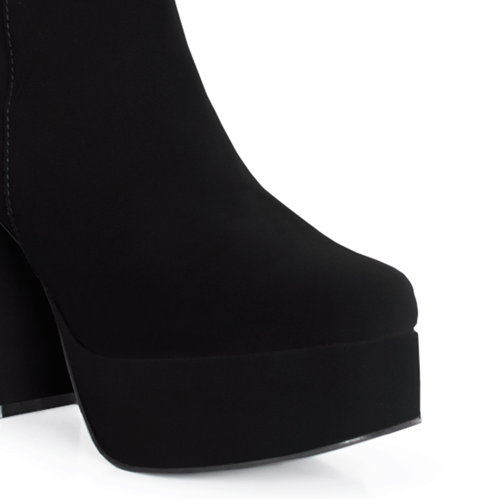 BOTA NEGRO BOTÍN TACÓN ANCHO CASUAL PLATAFORMA DAMA MODA 1710543