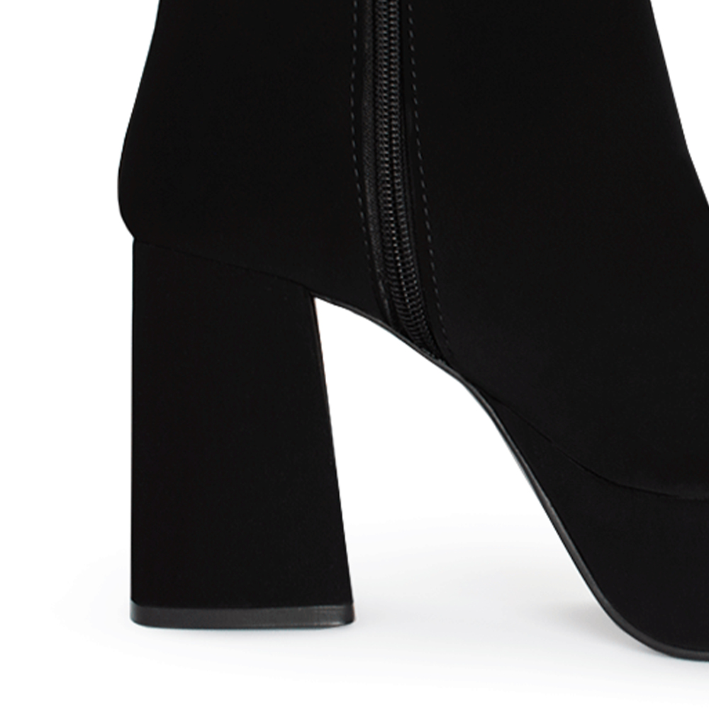 BOTA NEGRO BOTÍN TACÓN ANCHO CASUAL PLATAFORMA DAMA MODA 1710543