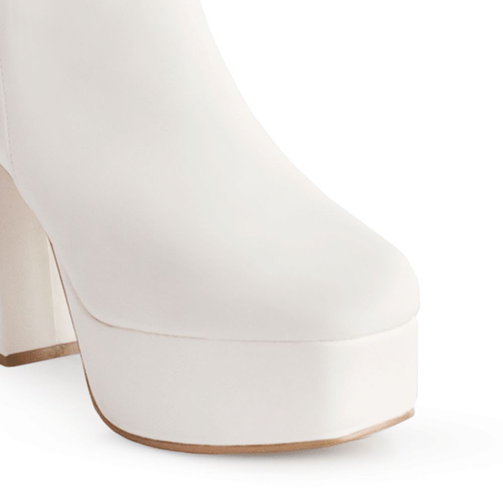 BOTA BEIGE BOTÍN TACÓN ANCHO CASUAL PLATAFORMA DAMA MODA 1710552
