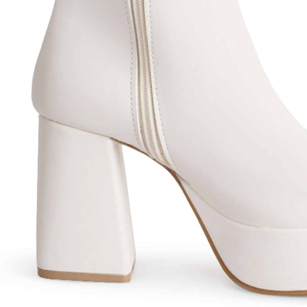 BOTA BEIGE BOTÍN TACÓN ANCHO CASUAL PLATAFORMA DAMA MODA 1710552