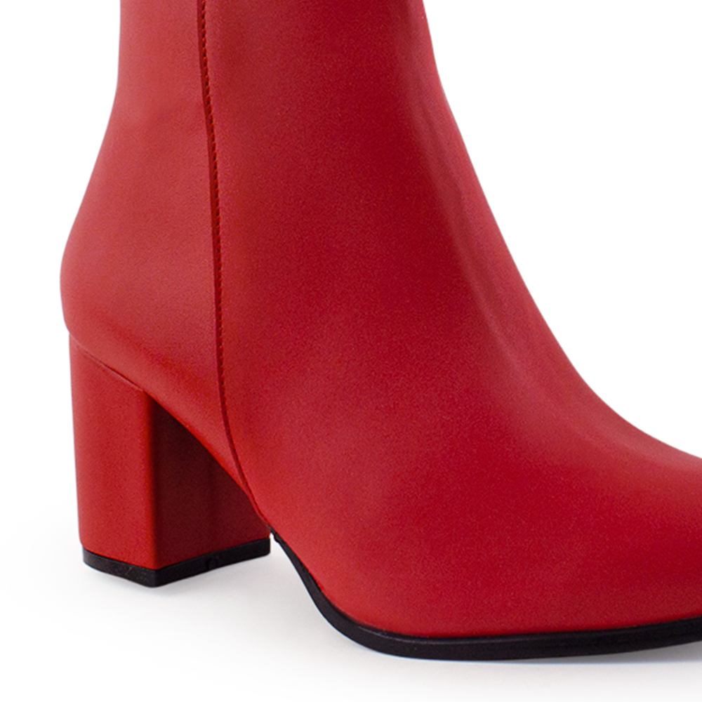 Bota Rojo Mujer Tacon Casual Botin Dama 1710563