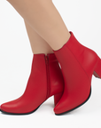 Bota Rojo Mujer Tacon Casual Botin Dama 1710563