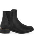 Bota Negro Dama Moda Tacon Bajo Punta Redonda Casual Resorte 1710594