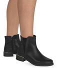 Bota Negro Dama Moda Tacon Bajo Punta Redonda Casual Resorte 1710594