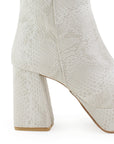 BOTA BEIGE BOTÍN TACÓN ANCHO CASUAL PLATAFORMA DAMA MODA 1710611