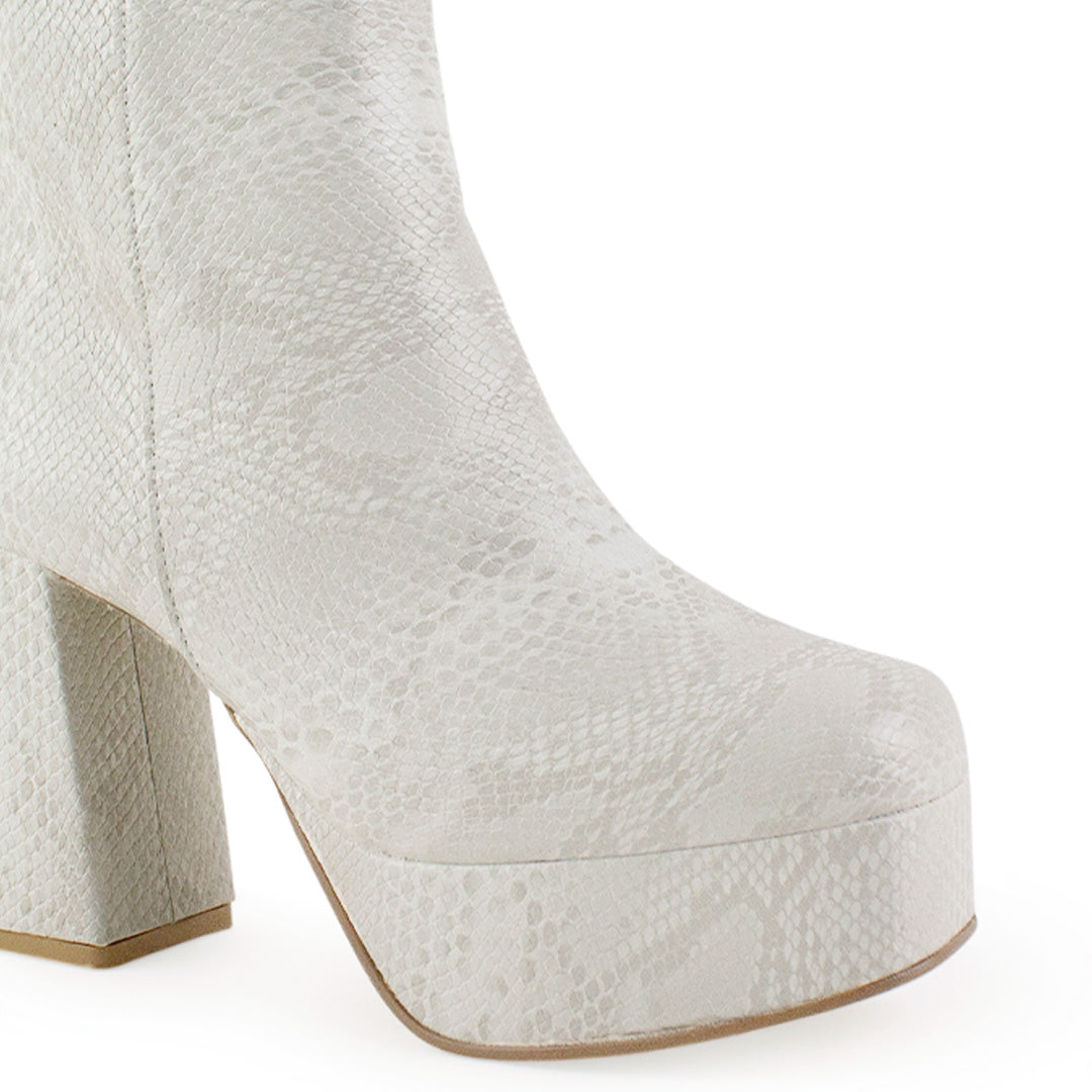 BOTA BEIGE BOTÍN TACÓN ANCHO CASUAL PLATAFORMA DAMA MODA 1710611