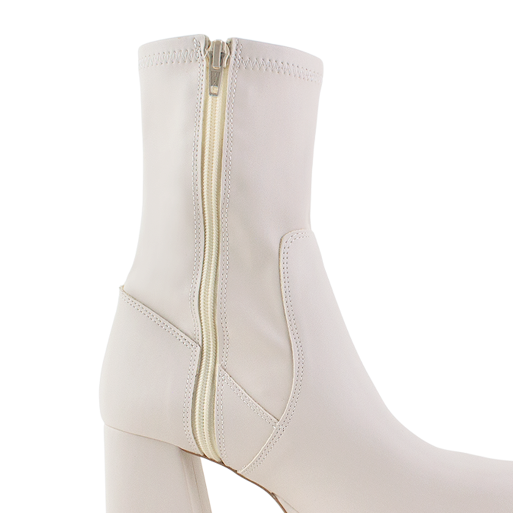 Bota Beige Mujer Tacon Acampanado Elegante Comoda Fashion 1710612