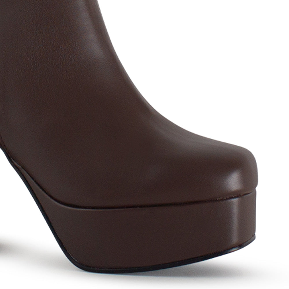 BOTA CAFE BOTÍN TACÓN ANCHO CASUAL PLATAFORMA DAMA MODA 1710619