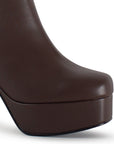 BOTA CAFE BOTÍN TACÓN ANCHO CASUAL PLATAFORMA DAMA MODA 1710619