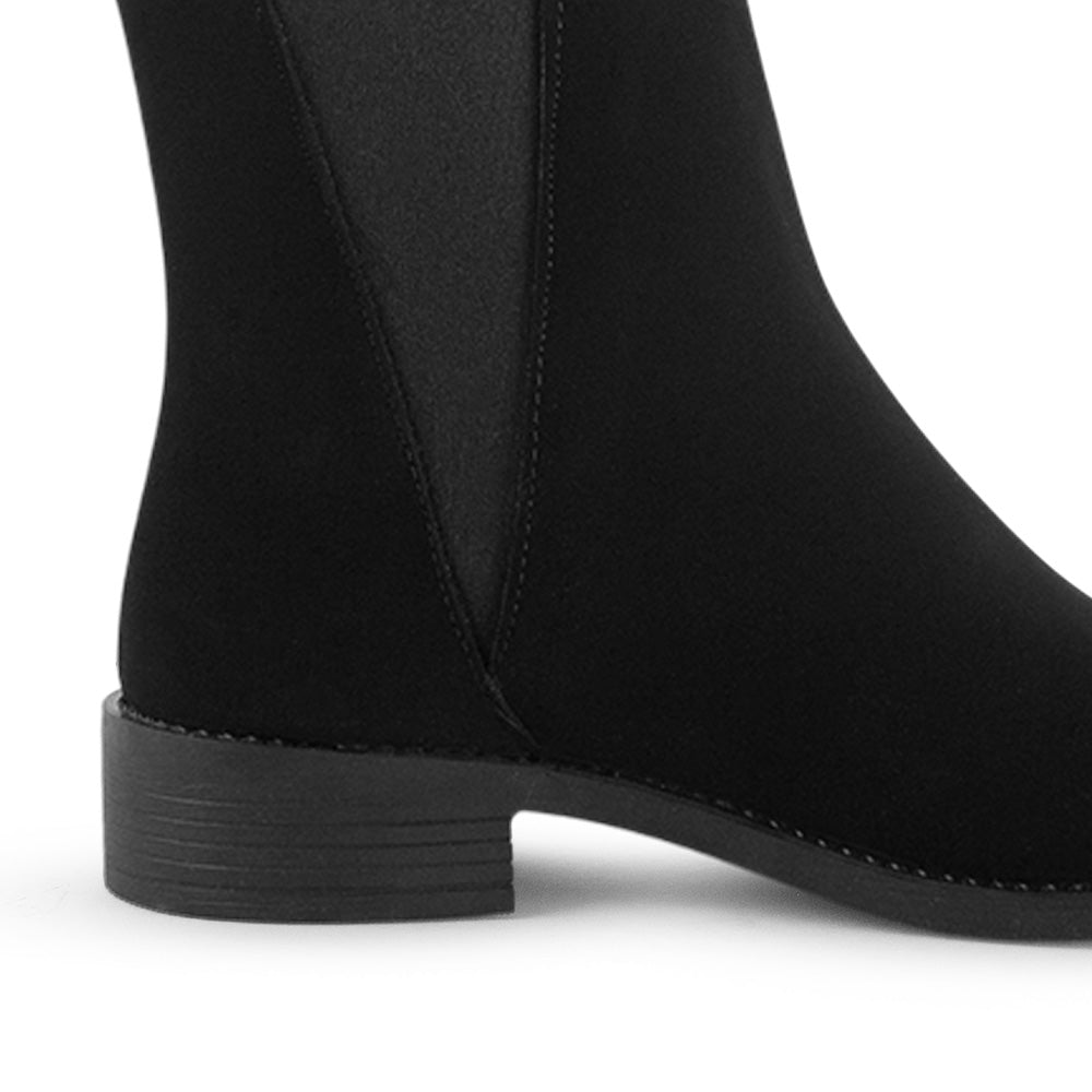 Bota Negro Mujer Suela Plana Botin Corto Elastico Moda Casual 1710621