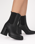 Bota Negro Dama Tacon Alto Resorte Casual Moda Botin Mujer 3402736