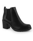 Bota Negro Corta Casual Tacon Ancho Elastico Moda Clasica 3402874
