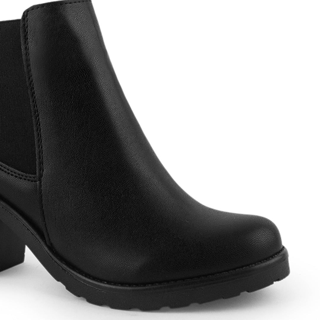 Bota Negro Corta Casual Tacon Ancho Elastico Moda Clasica 3402874