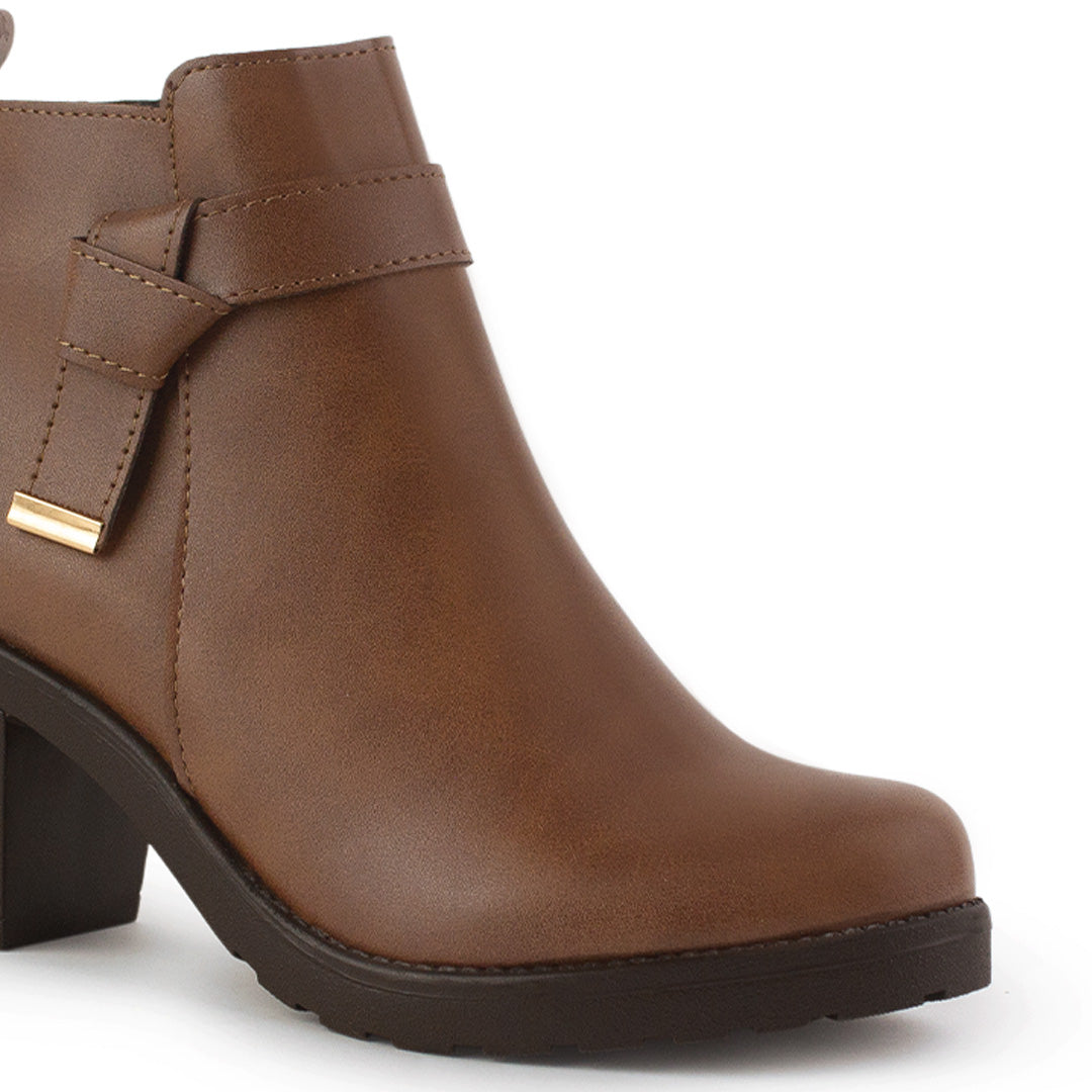 Botin Cafe Mujer Tacon Bajo Nudo Moda Dama Casual Comoda 3402875