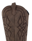 Bota Cafe Bordada Vaquera Mujer Tacon Ancho Puntal Moda 3402878